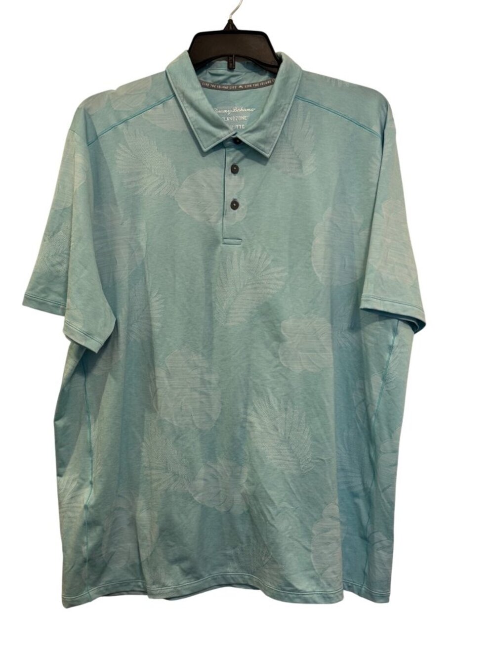 Tommy Bahama IslandZone XXL Mens Polo Shirt Light Blue Leaf Print